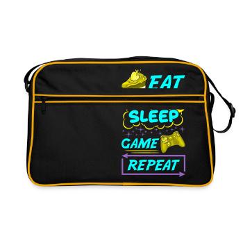 Gamer Eat Sleep Game Repeat Anime Kawaii Gaming - Sac Retro - noir/or - Devant