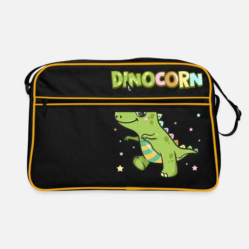 Netter Dinocorn Dinosaurier & Einhorn Unisaurier - Retro Tasche - Schwarz/Gold