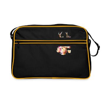 Reh mit Geweih - Retro Tasche - Schwarz/Gold - Vorne