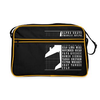 Phonetisches Alphabet Flugzeug pilot flying aviation - Retro Tasche - Schwarz/Gold - Vorne