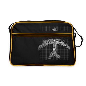Phonetisches Alphabet Flugzeug pilot flying aviation - Retro Tasche - Schwarz/Gold - Vorne