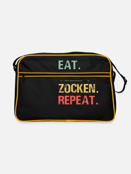 Eat sleep gameplay repeat gaming gamer gambler - Retro Bag - black/gold - Front