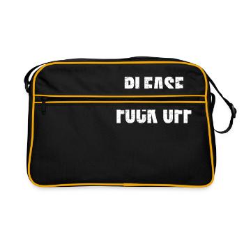 Please Fuck Off lettering - Retro Tasche - Schwarz/Gold - Vorne