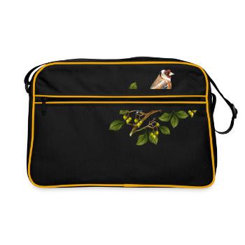Oiseau chardonneret - Sac Retro - noir/or - Devant