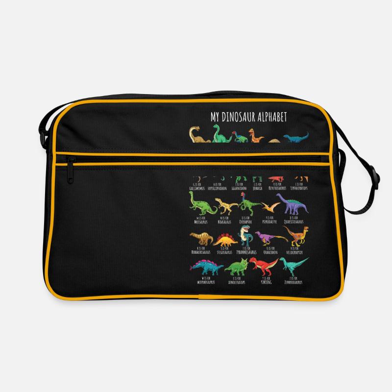 Dinosaur Types Alphabet AZ Dino ABC T-Rex Dino - Retro Bag - black/gold