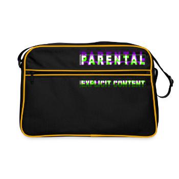 Parental advisory text design - Retro Bag - black/gold - Front