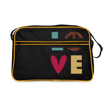 Love Peace - coeur de paix d'amour - couleurs rétro - Sac Retro - noir/or - Devant