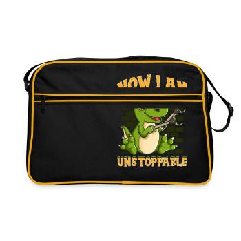 I Am Unstoppable TRex Funny Short Dinosaur Arms - Retro Bag - black/gold - Front