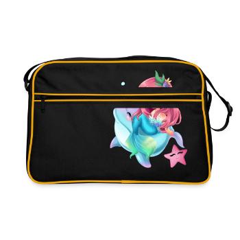 Mermaid Riding Dolphin Pour Femme Enfants Cute Mermaid - Sac Retro - noir/or - Devant