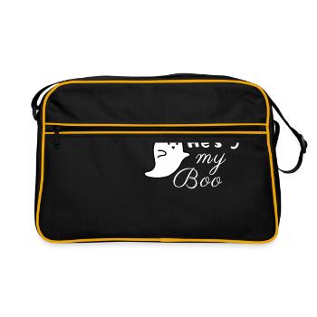 Er ist mein Boo - Retro Tasche - Schwarz/Gold - Vorne