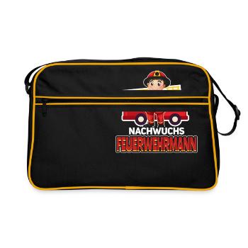 Nachwuchs Feuerwehrmann Kinder Feuerwehr Geschenk - Retro Tasche - Schwarz/Gold - Vorne