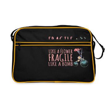 Fragile Like A Flower Fragile Like A Bomb-Feminism - Retro Tasche - Schwarz/Gold - Vorne