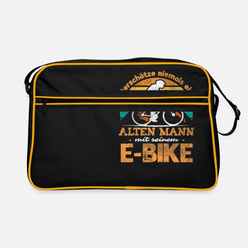 Old Man EBike MountainBiker Men Gift Retro Bag