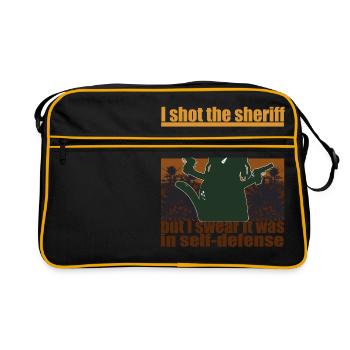 Rasta Cat Shot The Sheriff Cannabis Marijuana - Retro Bag - black/gold - Front