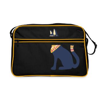 Göttin Bastet - Katze von Ägypten - Retro Tasche - Schwarz/Gold - Vorne