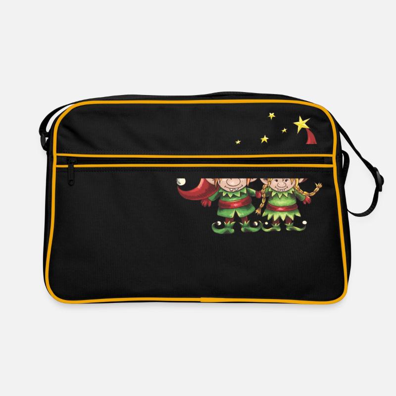 2 Elfen - Retro Tasche - Schwarz/Gold