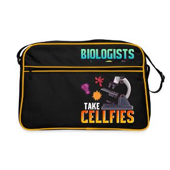 Les biologistes mignons prennent cellfies Selfies Biologie Jeu de mots - Sac Retro - noir/or - Devant