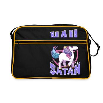 Cute & Funny Hail Satan Unicorn Satanic Metal Pun - Retro Bag - black/gold - Front