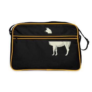 Cute & Funny Sloth Sleeping on Llama - Retro Bag - black/gold - Front