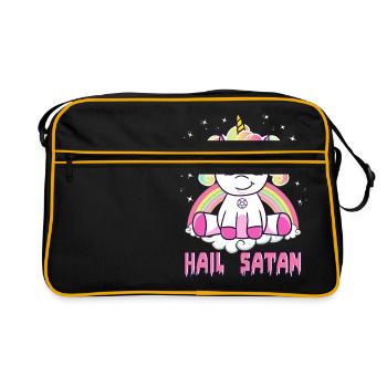 Cute Hail Satan Unicorn Rainbow Funny Satanic Pun - Retro Bag - black/gold - Front