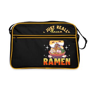 Kawaii Cat J'adore vraiment Ramen Anime Kitty - Sac Retro - noir/or - Devant