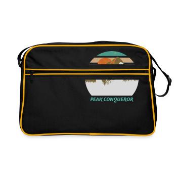 Peak Conqueror Hiking Hiker Hike Mountain Nature - Retro Tasche - Schwarz/Gold - Vorne