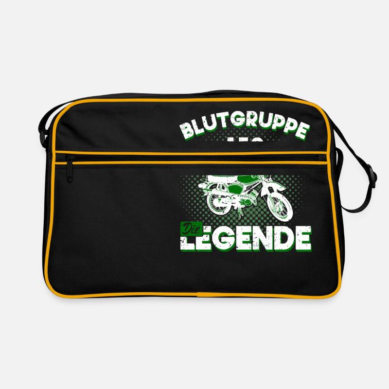 DDR Simson Blutgruppe Legende Geschenk Ossi Osten - Retro Tasche - Schwarz/Gold
