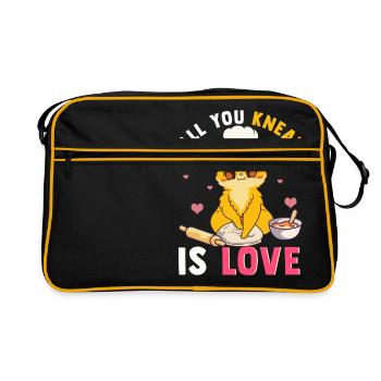Cute All You Knead Is Love Funny Cat Pétrir Jeu de mots - Sac Retro - noir/or - Devant