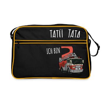 feuerwehr tatü tata ich bin 5. Geburtstag Geschenk - Retro Tasche - Schwarz/Gold - Vorne
