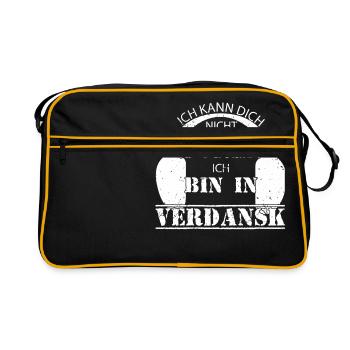 Kann dich nicht hören bin in Verdansk Warzone - Retro Tasche - Schwarz/Gold - Vorne