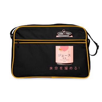 90s Japanese Aesthetic Peach Juice Can Aesthetic - Sac Retro - noir/or - Devant