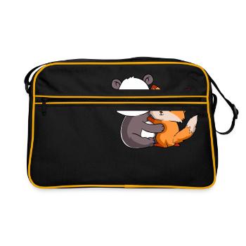 Fox Panda Forest vie sauvage animal câlin câlin - Sac Retro - noir/or - Devant