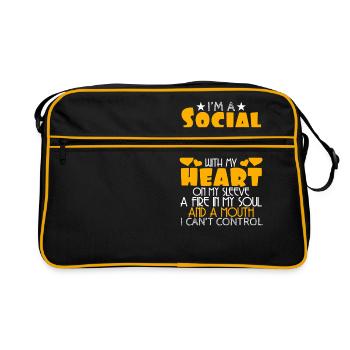 I'm A Social Worker I Was Born With My Heart On - Retro Bag - black/gold - Front
