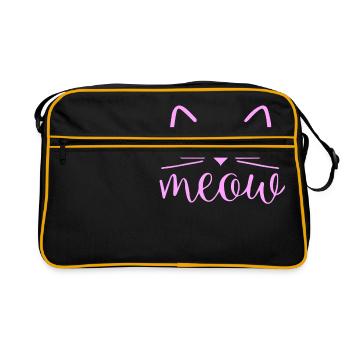 Meow Cute Cat Face. Funny Costume product for Cat - Retro Bag - black/gold - Front