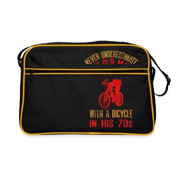 Ne sous-estimez jamais un vieil homme avec un vélo dans - Sac Retro - noir/or - Devant