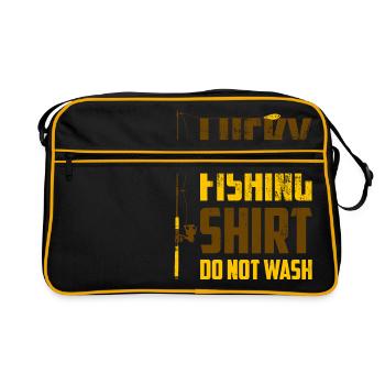 Glückliches Angelhemd. Lustiges T-Shirt Tolles Geschenk für - Retro Tasche - Schwarz/Gold - Vorne