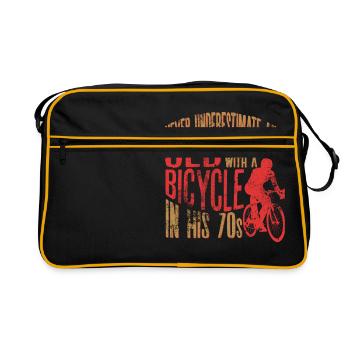 Ne sous-estimez jamais un vieil homme avec un vélo - Sac Retro - noir/or - Devant