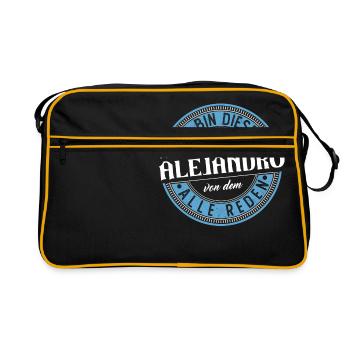 Alejandro Geschenkidee Geschenk Geburtstag - Retro Tasche - Schwarz/Gold - Vorne