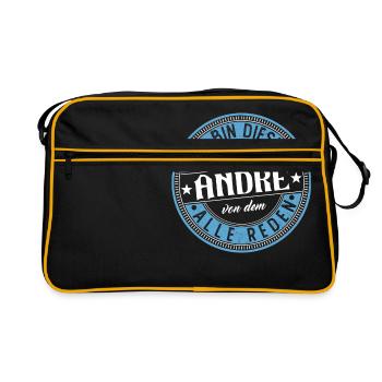 Andre Geschenkidee Geschenk Geburtstag - Retro Tasche - Schwarz/Gold - Vorne