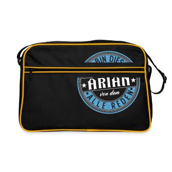 Arian Geschenkidee Geschenk Geburtstag - Retro Tasche - Schwarz/Gold - Vorne