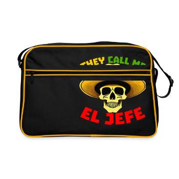 Ils m’appellent El Jefe drôle de squelette mexicain - Sac Retro - noir/or - Devant