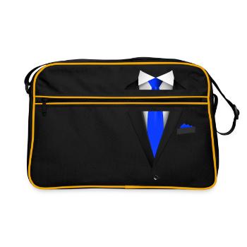 Smoking mit Krawatte für Hochzeiten und besondere - Retro Tasche - Schwarz/Gold - Vorne