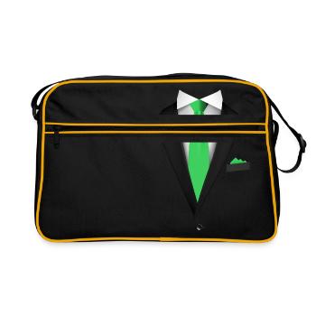 Smoking mit Krawatte für Hochzeiten und besondere - Retro Tasche - Schwarz/Gold - Vorne