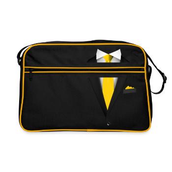 Smoking mit Krawatte für Hochzeiten und besondere - Retro Tasche - Schwarz/Gold - Vorne
