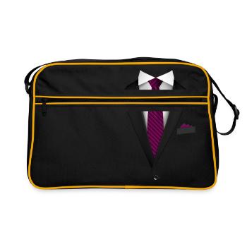 Smoking mit Krawatte für Hochzeiten und besondere - Retro Tasche - Schwarz/Gold - Vorne