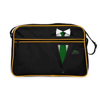 Smoking mit Krawatte für Hochzeiten und besondere - Retro Tasche - Schwarz/Gold - Vorne