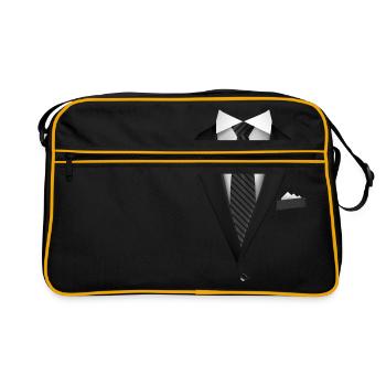 Smoking mit Krawatte für Hochzeiten und besondere - Retro Tasche - Schwarz/Gold - Vorne