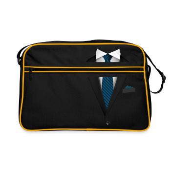 Smoking mit Krawatte für Hochzeiten und besondere - Retro Tasche - Schwarz/Gold - Vorne
