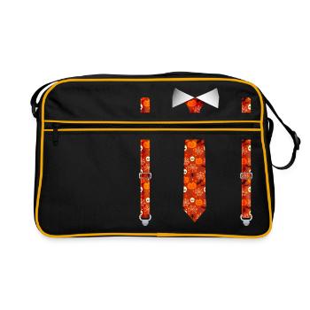 Tuxedo d’Halloween avec impression de suspension à la citrouille - Sac Retro - noir/or - Devant