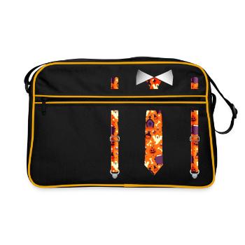 Tuxedo d’Halloween avec impression de suspension à la citrouille - Sac Retro - noir/or - Devant